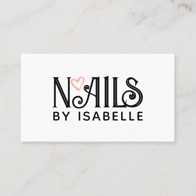 Nagel Tech Nail Art Rosa Logotyp Black Visitkort (Framsida)