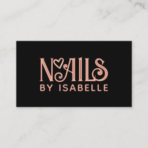 Nagel Tech Nail Art Rosa Logotyp Black Visitkort