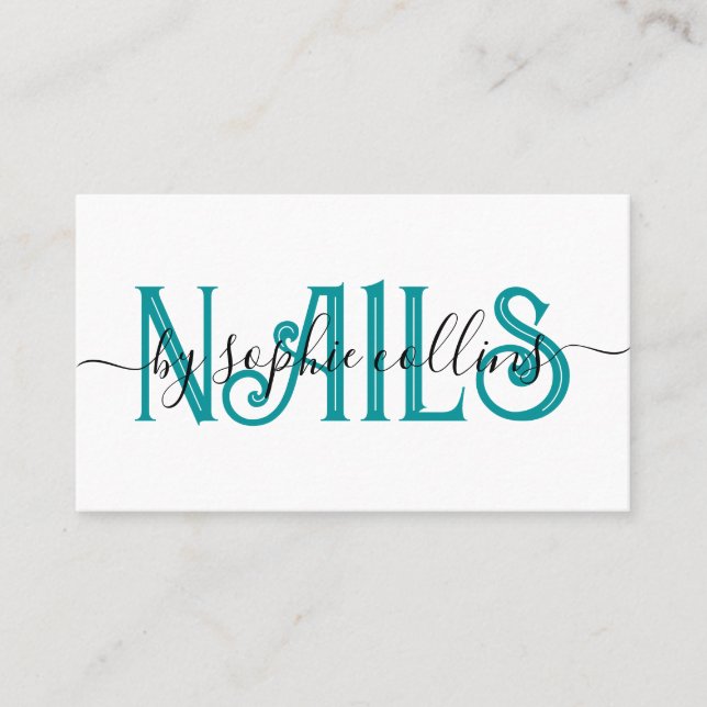 Nagel Tech Nail Art Teal Visitkort (Framsida)