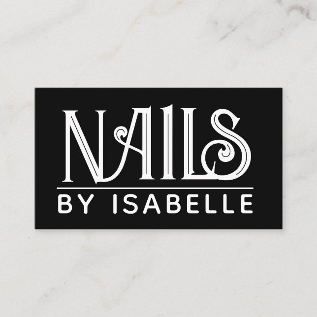 Nagel Tech Nail Artist Guld Black Affärskort Visitkort (Framsida)