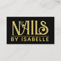 Nagel Tech Nail Artist Guld Black Affärskort