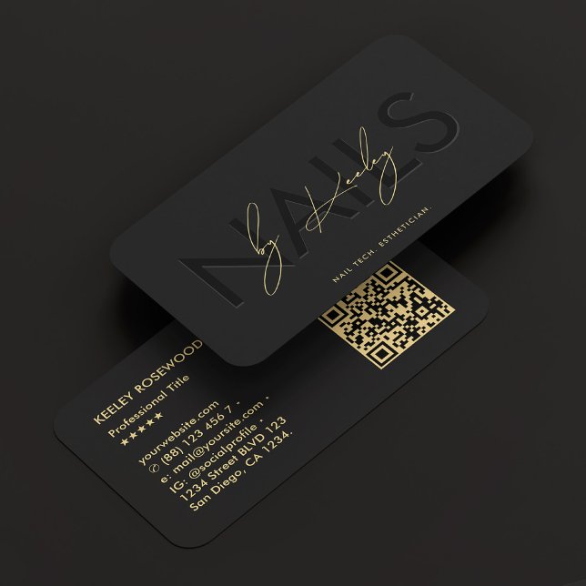 Nagel Tech Nail Artist Manicurist Black Modern Visitkort (Nail Tech Nail Artist Manicurist Black Modern Business Card
)