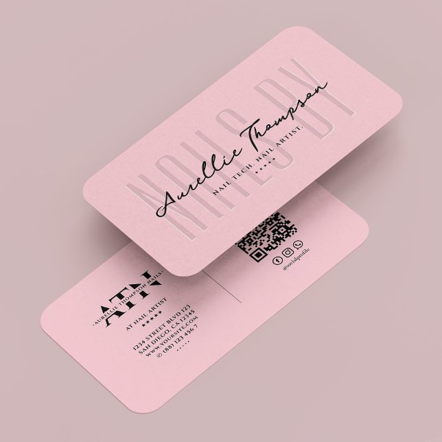Nagel Tech Nail Artist Pastel Rosa Modern Visitkort (Nail Tech Nail Artist Pastel Pink Modern Business Card
)