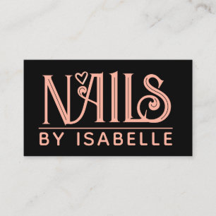 Nagel Tech Nail Artist Rosa Black Affärskort Visitkort
