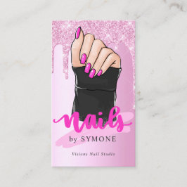Nagel Tech Nail Artist Salon Rosa Glitter-drivning Visitkort