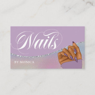 Nagel Tech, Nail Salon Lila Elegant Affärskort Visitkort