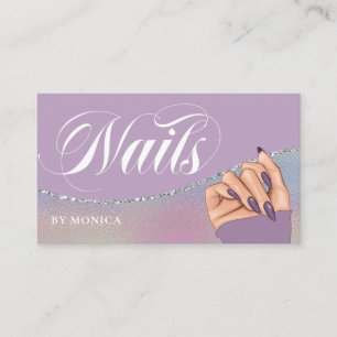 Nagel Tech, Nail Salon Lila Elegant Visitkort