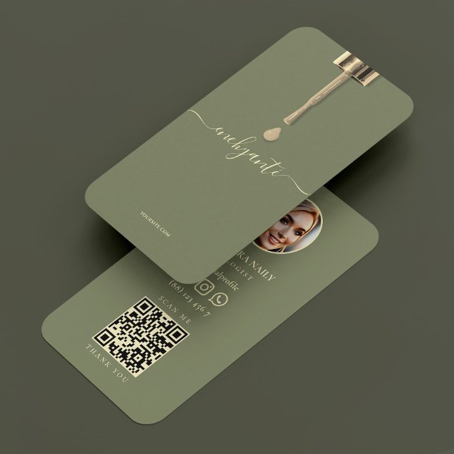 Nagel Tech Nail Salon Sage Minimum Visitkort (Nail Tech Nail Salon Sage Minimal Business Card
)
