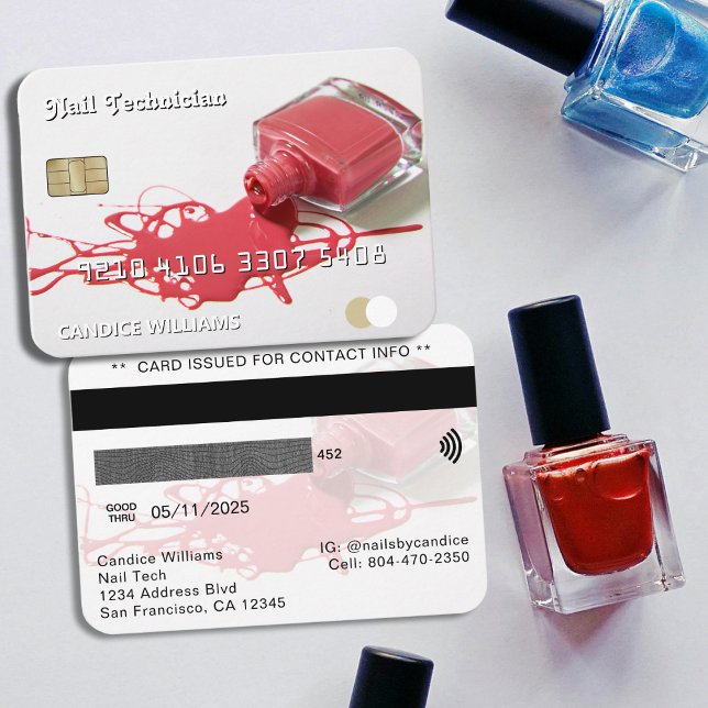 Nagel Tech Poland Kredit Debit Affärskort Visitkort (Nail Tech Polish Business Card
)