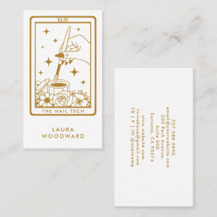 Nagel Tech Tarot Stil Guld på vitt Visitkort
