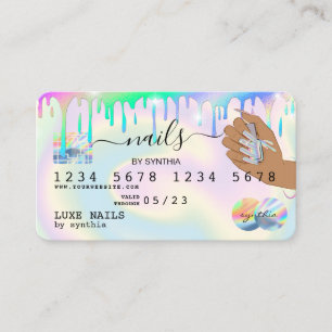 Nagel Technician Kredit Card Styled Holograph Drip Visitkort