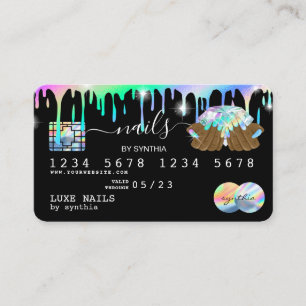 Nagel Technician Kredit Card Styled Holograph Drip Visitkort