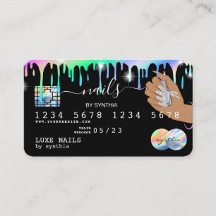Nagel Technician Kredit Card Styled Holograph Drip Visitkort