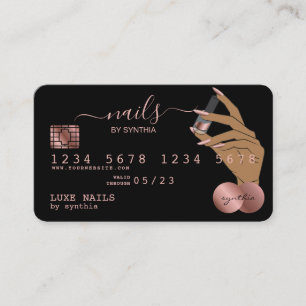 Nagel Technician Kredit Card Styled Ro Guld Drip Visitkort