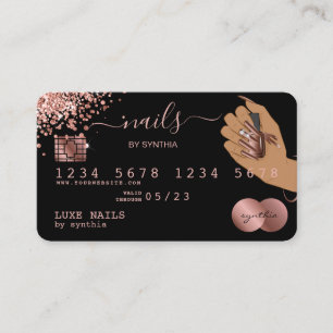 Nagel Technician Kredit Card Styled Ro Guld Drip Visitkort