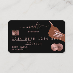 Nagel Technician Kredit Card Styled Ro Guld Drip Visitkort