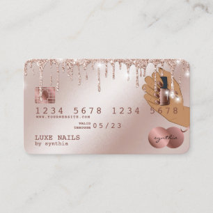 Nagel Technician Kredit Card Styled Ro Guld Drip Visitkort