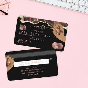 Nagel Technician Kredit Card Styled Ro Guld Drip Visitkort
