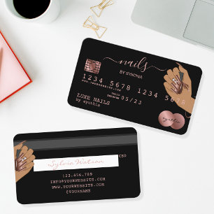 Nagel Technician Kredit Card Styled Ro Guld Drip Visitkort