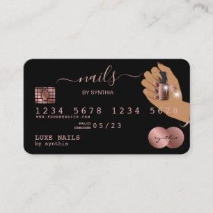 Nagel Technician Kredit Card Styled Ro Guld Drip Visitkort