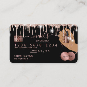 Nagel Technician Kredit Card Styled Ro Guld Drip Visitkort