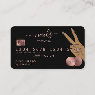 Nagel Technician Kredit Card Styled Ro Guld Drip Visitkort