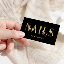 Nagel | Typografi av Blommigten Guld på svart Visitkort