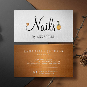 Nagel typografi glam guld metallsalon av chic visitkort