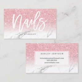 Nagel typografi rosa glitter marmor visitkort