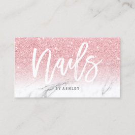 Nagel typografi rosa glitter marmor visitkort