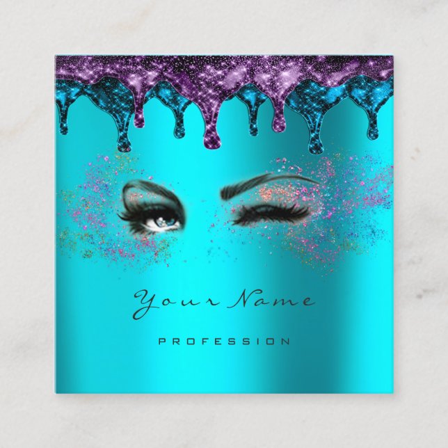 Nagel Vax Eyelash Depilation Blue Turcos Fyrkantigt Visitkort (Framsida)