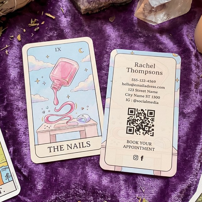 Nagelförfattare Pastell Tarot QR-kod Visitkort (Skapare uppladdad)