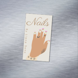 Nagelförfattare Tatuering Hand Illustration Magnetiska Visitkort