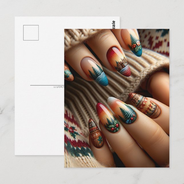 Nagelkonst, postpassage vykort (Fram/baksida)