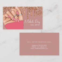 Nagelkonstnär Designer Salon Falskt Glitter Rosa N Visitkort