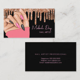 Nagelkonstnär Designer Salon Rosa Falskt Glitter Visitkort