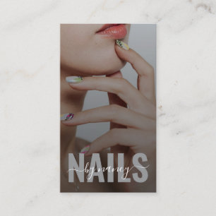 Nagelkonstnär Elegant Skript Foto Monogram QR-kod Visitkort