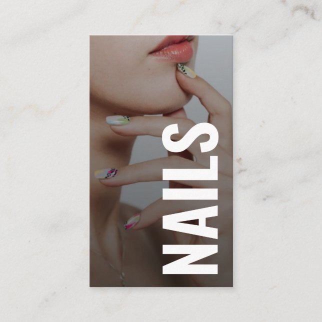 Nagelkonstnär Fet Skript Typografi Foto  Visitkort (Framsida)