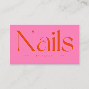 Nagelkonstnär Hot Pink Röd Typografi Visitkort