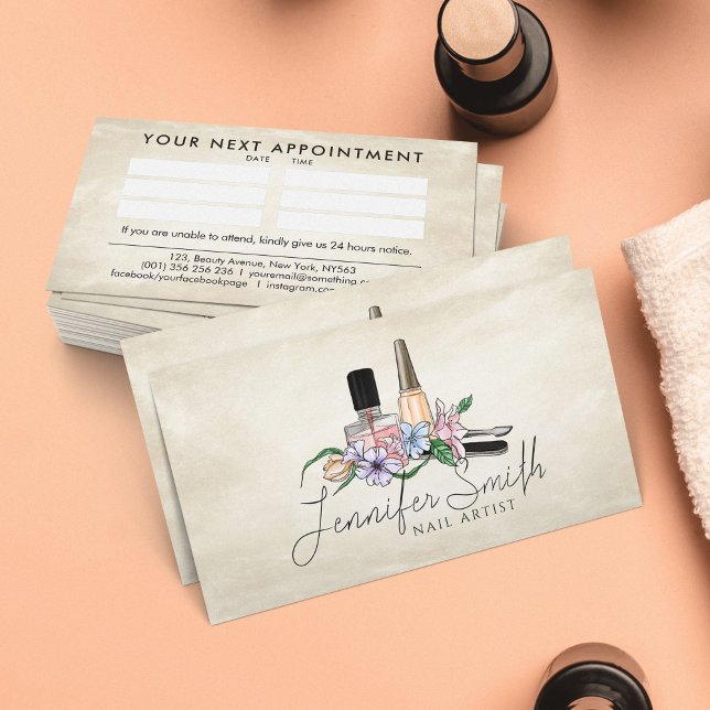 Nagelkonstnär - illustration av blommigten Vattenf Visitkort (Skapare uppladdad)