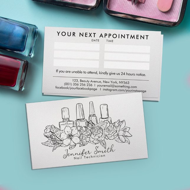 Nagelkonstnär - illustration av blommigtens kontur visitkort (Skapare uppladdad)