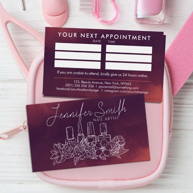 Nagelkonstnär - illustration av blommigtens kontur visitkort (Skapare uppladdad)