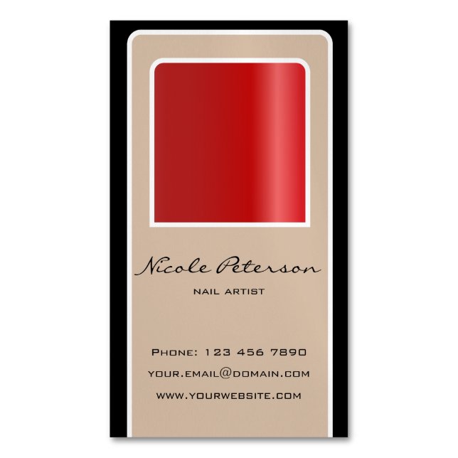 Nagelkonstnär - magnetiskt kort för röd nagel (Framsida vertikal)