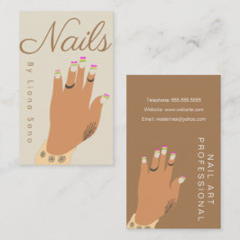 Nagelkonstnär tatuering hand illustration visitkort