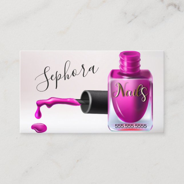 Nagelkonsttekniker - Fuchsia nagellack Visitkort (Framsida)