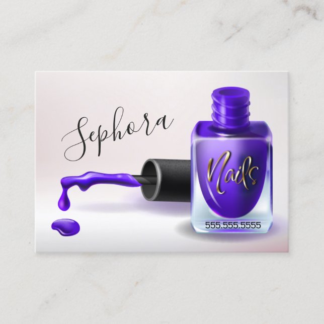Nagelkonsttekniker - lila nagellack visitkort (Framsida)