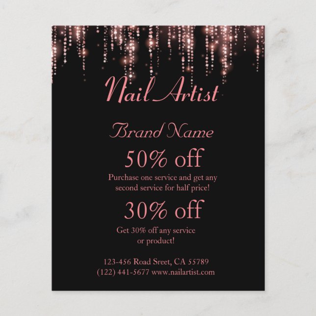 Nagelkünstlergeschäft personalisierter Flyer (Framsidan)