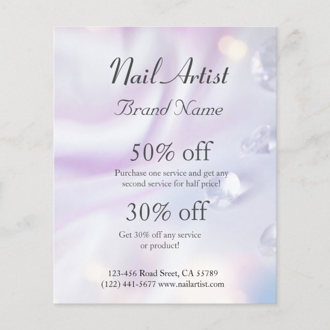 Nagelkünstlergeschäft personalisierter Flyer (Framsidan)