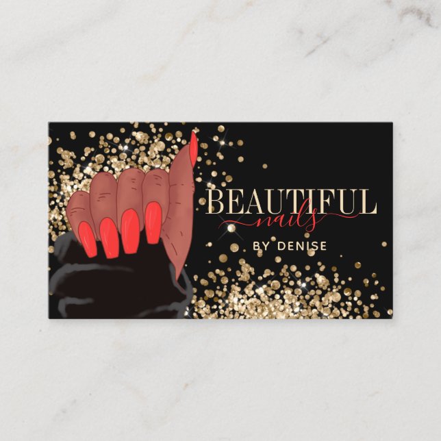 nagelsalon afroamerican, nageltekniker visitkort (Framsida)