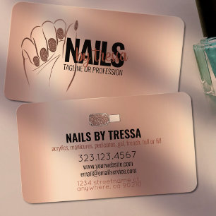 Nagelsalon Rosa Metallic + Ro Guld Glitter Visitkort